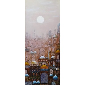 Javed Qamar, 12 x 30 inch, Acrylic on Canvas, Calligraphy Painting, AC-JQ-215